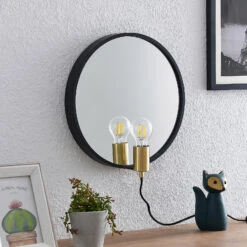 Lucande Lumani Wandleuchte Mit Spiegel, Schwarz -Lucande 9627239 2