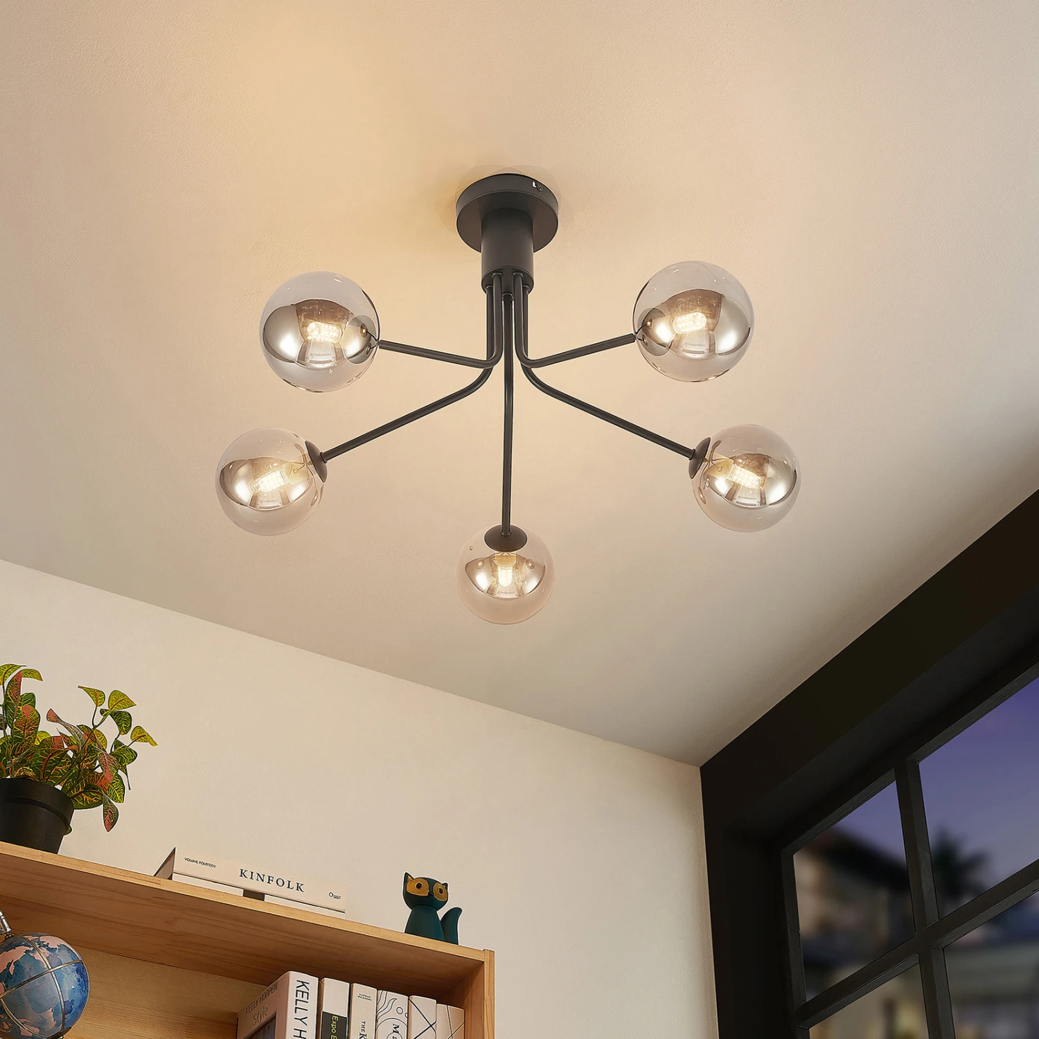 Lucande Wynona Deckenleuchte, 5-fl. Schwarz 2 Lucande Wynona Deckenleuchte, 5-fl. Schwarz – Bild 2