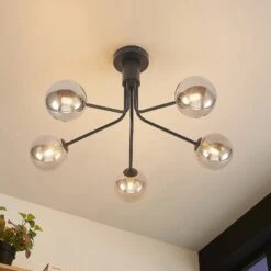 Lucande Wynona Deckenleuchte, 5-fl. Schwarz