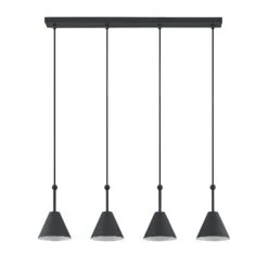 Lucande Phina Hängeleuchte In Schwarz, Vierflammig -Lucande 9627326 2