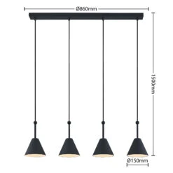 Lucande Phina Hängeleuchte In Schwarz, Vierflammig -Lucande 9627326 3