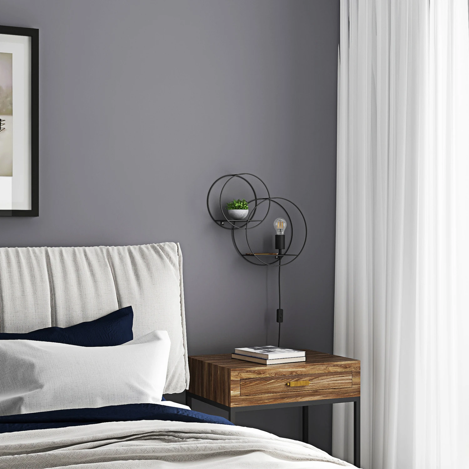 Lucande Andrik Wandleuchte, Rund, 2 Kreise 3 Lucande Andrik Wandleuchte, Rund, 2 Kreise – Bild 3