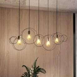 Lucande Andrik Hängelampe, 5-fl., Kreise, Schwarz