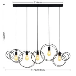 Lucande Andrik Hängelampe, 5-fl., Kreise, Schwarz -Lucande 9627343 5