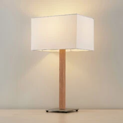 Lucande Heily Tischleuchte, Holz, Eckig, Weiß -Lucande 9627516 4