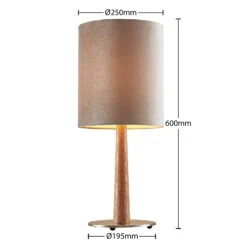 Lucande Heily Tischleuchte, Holz, Rund 30 Cm, Grau -Lucande 9627519 3