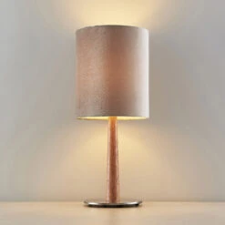 Lucande Heily Tischleuchte, Holz, Rund 30 Cm, Grau -Lucande 9627519 4