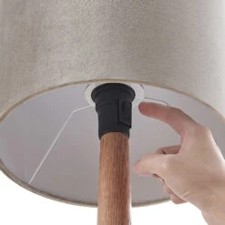 Lucande Heily Tischleuchte, Holz, Rund 30 Cm, Grau -Lucande 9627519 5