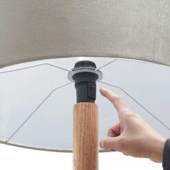 Lucande Heily Stehleuchte, Holz, Rund 35 Cm, Grau -Lucande 9627527 6