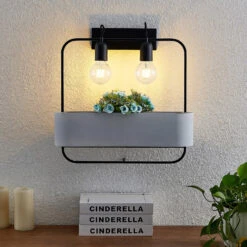 Lucande Teona Wandleuchte Mit Beton, Zweiflammig -Lucande 9627613 2