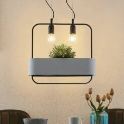 Lucande Teona Hängeleuchte Mit Beton, Zweiflammig