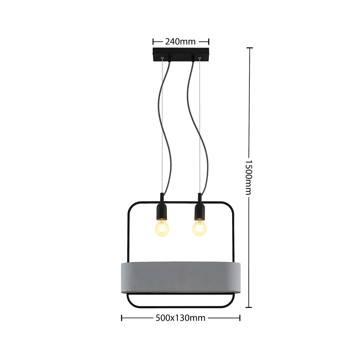 Lucande Teona Hängeleuchte Mit Beton, Zweiflammig 4 Lucande Teona Hängeleuchte Mit Beton, Zweiflammig – Bild 4