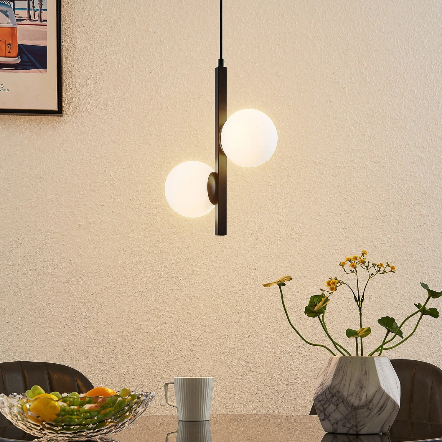 Lucande Emarin Hängeleuchte Glaskugeln Zweiflammig 2 Lucande Emarin Hängeleuchte Glaskugeln Zweiflammig – Bild 2