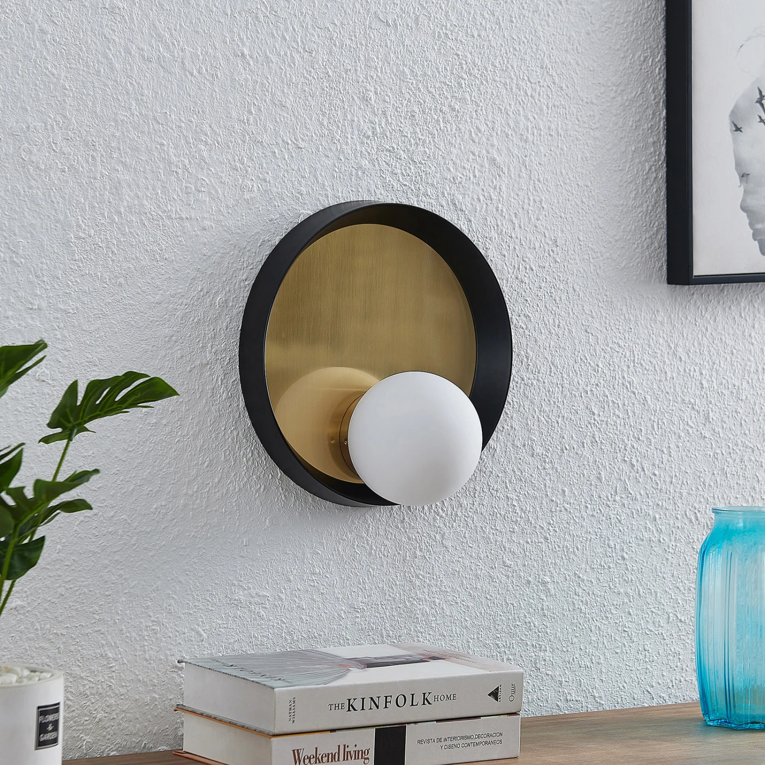 Lucande Andelina Wandleuchte, Rund, Messing 2 Lucande Andelina Wandleuchte, Rund, Messing – Bild 2