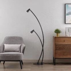 Lucande Velanoris Stehlampe, 2-fl., Schwarz -Lucande 9627807 2