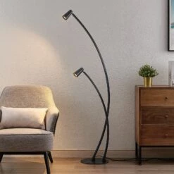 Lucande Velanoris Stehlampe, 2-fl., Schwarz