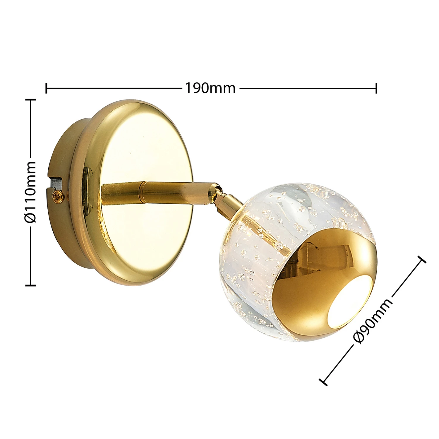 Lucande Kilio LED-Strahler Mit Glasschirm, Gold 5 Lucande Kilio LED-Strahler Mit Glasschirm, Gold – Bild 5