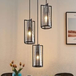 Lucande Rufina Pendellampe, Dreiflammig, Rund