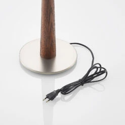 Lucande Larkira Stoff-Tischlampe, Holz, Rund, 25cm -Lucande 9628394 7