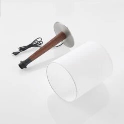 Lucande Larkira Stoff-Tischlampe, Holz, Rund, 25cm -Lucande 9628394 8