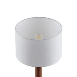 Lucande Larkira Stoff-Tischlampe, Holz, Rund, 32cm -Lucande 9628395 5