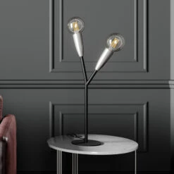 Lucande Carlea Tischlampe, 2-fl., Schwarz-nickel 11 Lucande Carlea Tischlampe, 2-fl., Schwarz-nickel -Lucande 9639202 2