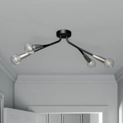 Lucande Carlea Deckenlampe, 4-fl. Schwarz-nickel -Lucande 9639208 2