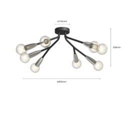 Lucande Carlea Deckenlampe, 8-fl. Schwarz-nickel -Lucande 9639212 7