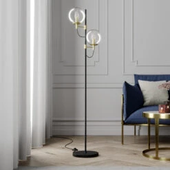 Lucande Sotiana Stehleuchte, 2 Glaskugeln, Messing -Lucande 9639226 2