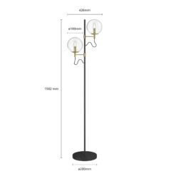 Lucande Sotiana Stehleuchte, 2 Glaskugeln, Messing -Lucande 9639226 6