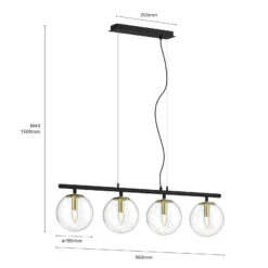 Lucande Sotiana Hängelampe, 4 Glaskugeln, Messing -Lucande 9639228 6