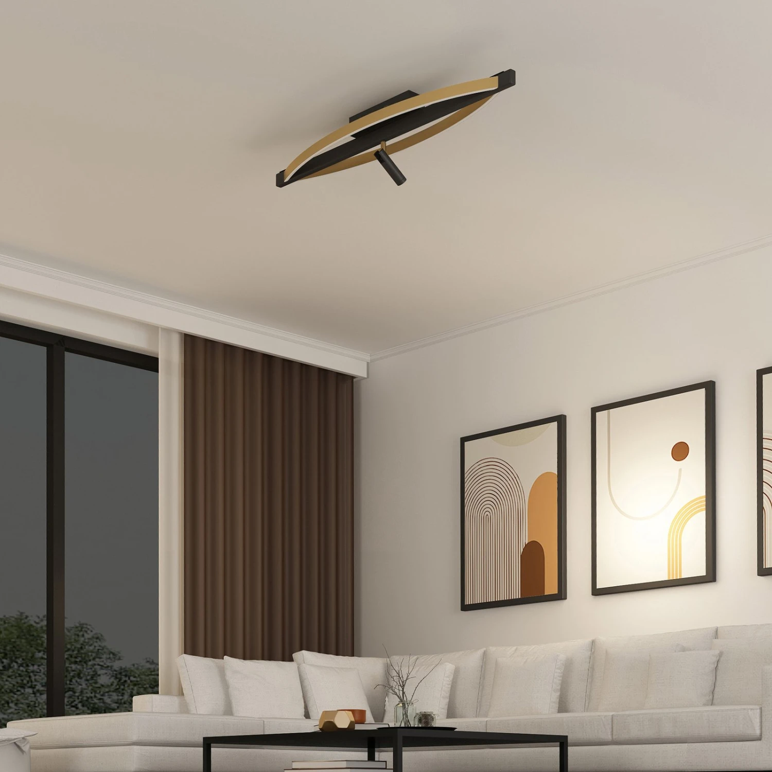 Lucande Matwei LED-Deckenlampe, Oval, Messing 2 Lucande Matwei LED-Deckenlampe, Oval, Messing – Bild 2