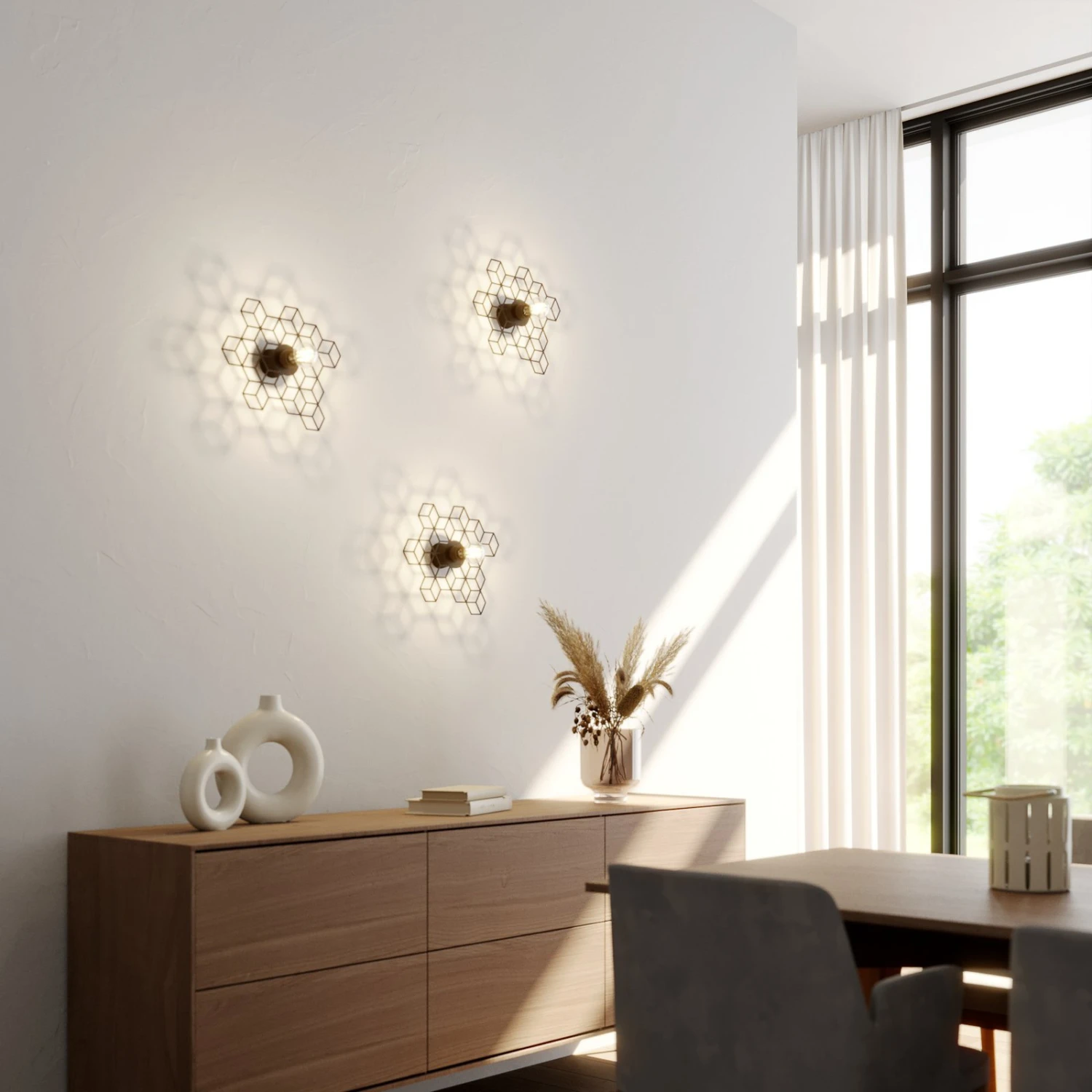 Lucande Alexaru Wandleuchte, Waben, Schwarz 2 Lucande Alexaru Wandleuchte, Waben, Schwarz – Bild 2