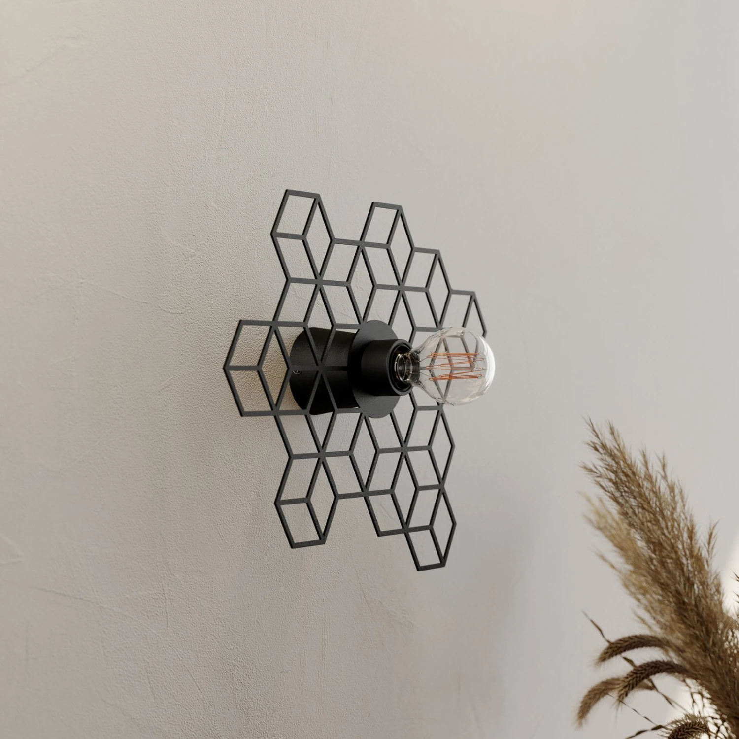 Lucande Alexaru Wandleuchte, Waben, Schwarz 3 Lucande Alexaru Wandleuchte, Waben, Schwarz – Bild 3