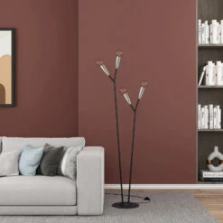 Lucande Carlea Stehleuchte, 4-fl., Schwarz-nickel -Lucande 9639257 2