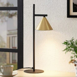 Lucande Kartio Tischleuchte, Messing