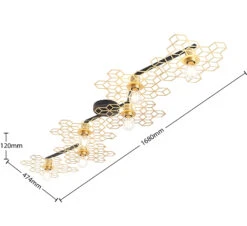 Lucande Alexaru Deckenleuchte, 6-fl., Gold, Lang -Lucande 9639286 4