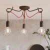 Lucande Jorna Deckenlampe, 3-flammig, Kabel Rot