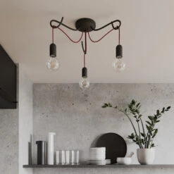 Lucande Jorna Deckenlampe, 3-flammig, Kabel Rot -Lucande 9639380 2