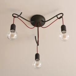 Lucande Jorna Deckenlampe, 3-flammig, Kabel Rot -Lucande 9639380 3