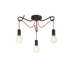 Lucande Jorna Deckenlampe, 3-flammig, Kabel Rot -Lucande 9639380 5