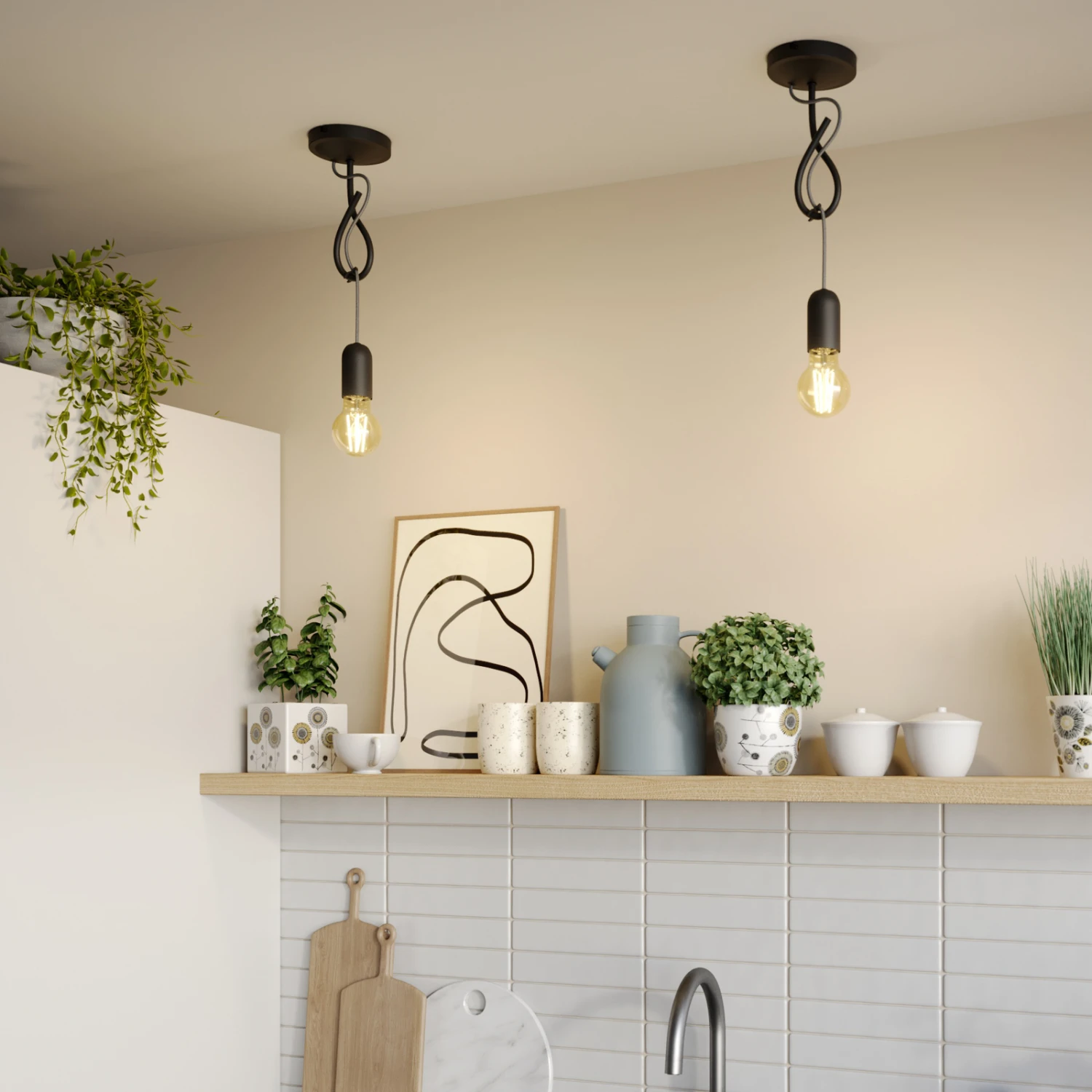 Lucande Jorna Hängeleuchte, Einflammig, Kabel Grau 2 Lucande Jorna Hängeleuchte, Einflammig, Kabel Grau – Bild 2