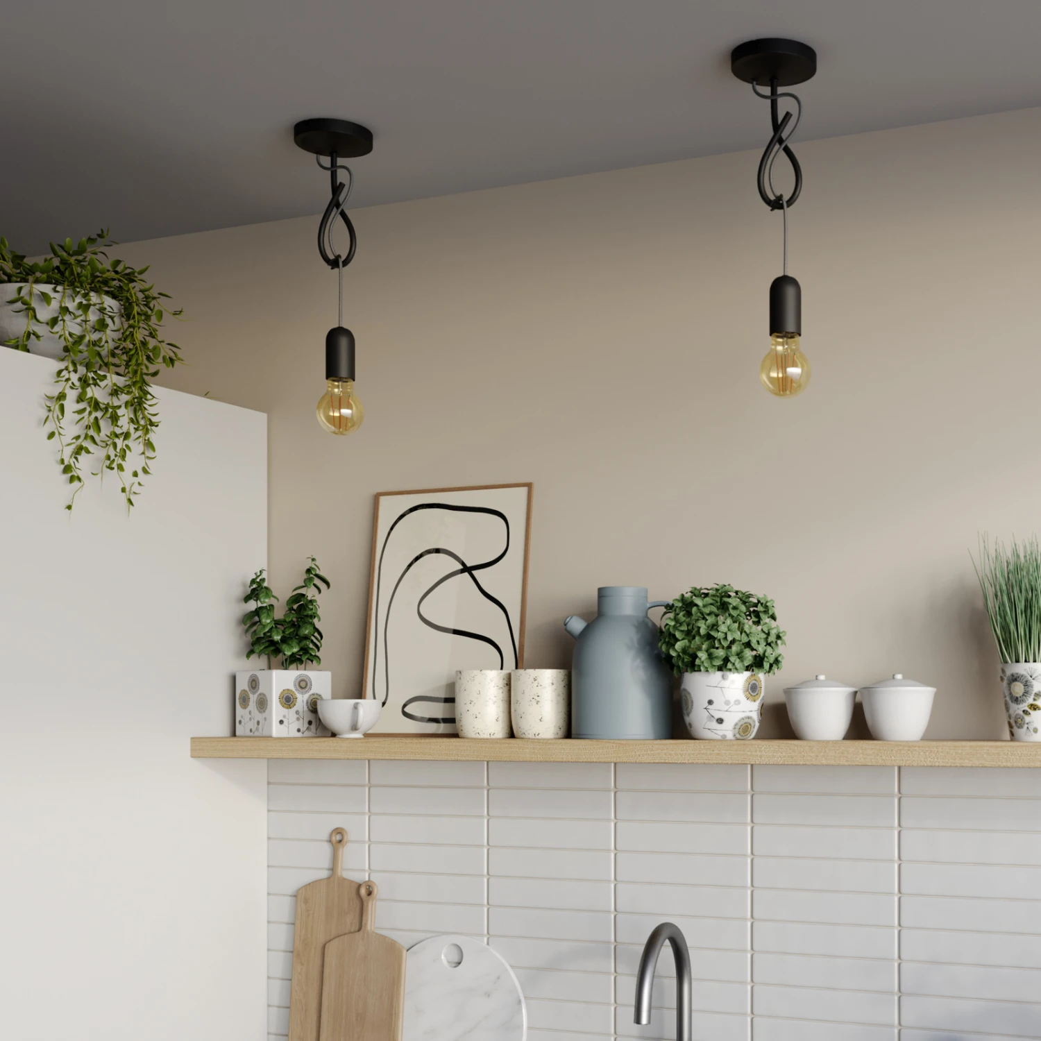 Lucande Jorna Hängeleuchte, Einflammig, Kabel Grau 3 Lucande Jorna Hängeleuchte, Einflammig, Kabel Grau – Bild 3