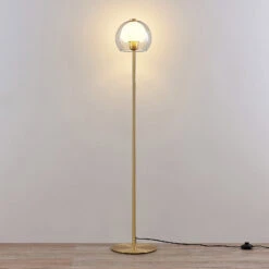 Lucande Mylah Stehleuchte Mit Glasschirm, Messing -Lucande 9639399 4