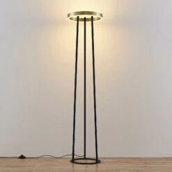 Lucande Seppe LED-Stehleuchte, Ø 30 Cm, Messing -Lucande 9639423 4