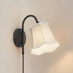 Lucande Binta Stoffwandleuchte, Vintage Silbergrau -Lucande 9639433 4