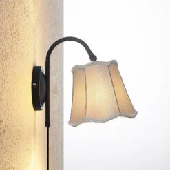 Lucande Binta Stoffwandleuchte, Vintage Silbergrau -Lucande 9639433 5