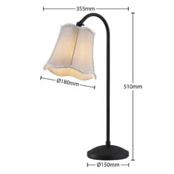 Lucande Binta Stofftischlampe, Vintage, Silbergrau -Lucande 9639439 3