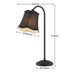 Lucande Binta Stofftischleuchte, Vintage, Schwarz -Lucande 9639440 3