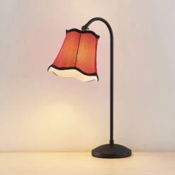 Lucande Binta Stofftischleuchte, Vintage, Rostrot -Lucande 9639441 4